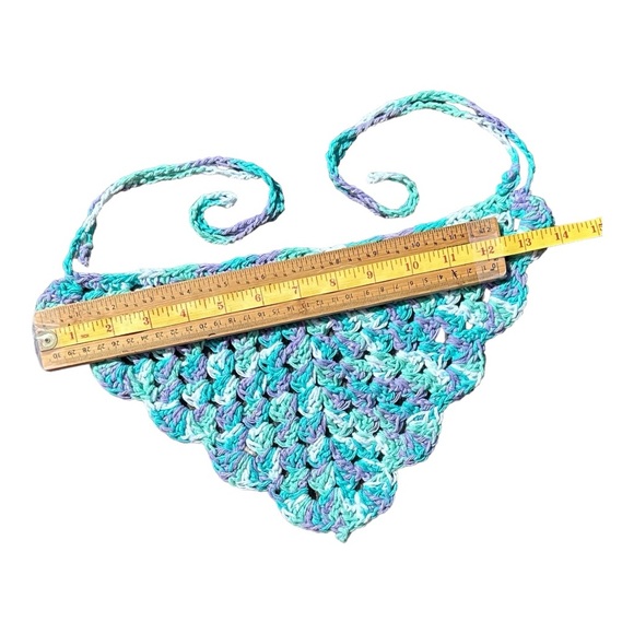 Multi colour Handmade Crochet Cotton Bandana NWOT - Picture 4 of 5